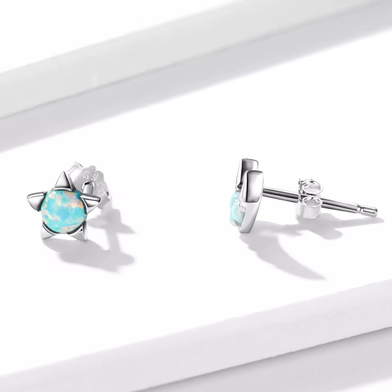 Cercei din argint Color Star and Moon, Argint 925, Pentru Femei
