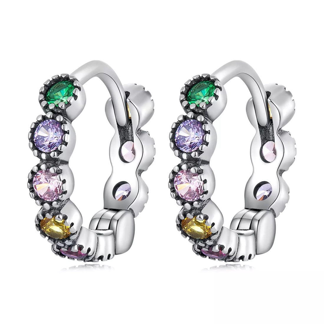 Cercei din argint Colored Circles, Argint 925, Pentru Femei