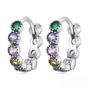 Cercei din argint Colored Circles, Argint 925, Pentru Femei