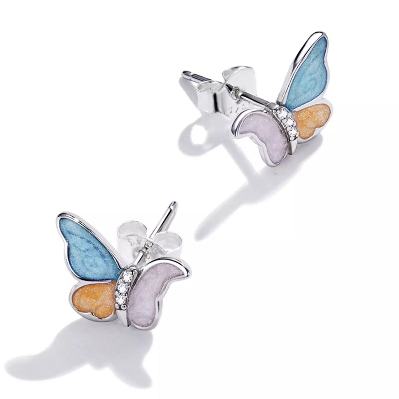 Cercei din argint Colorful Butterflies, Argint 925, Pentru Femei
