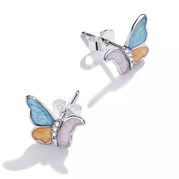 Cercei din argint Colorful Butterflies, Argint 925, Pentru Femei