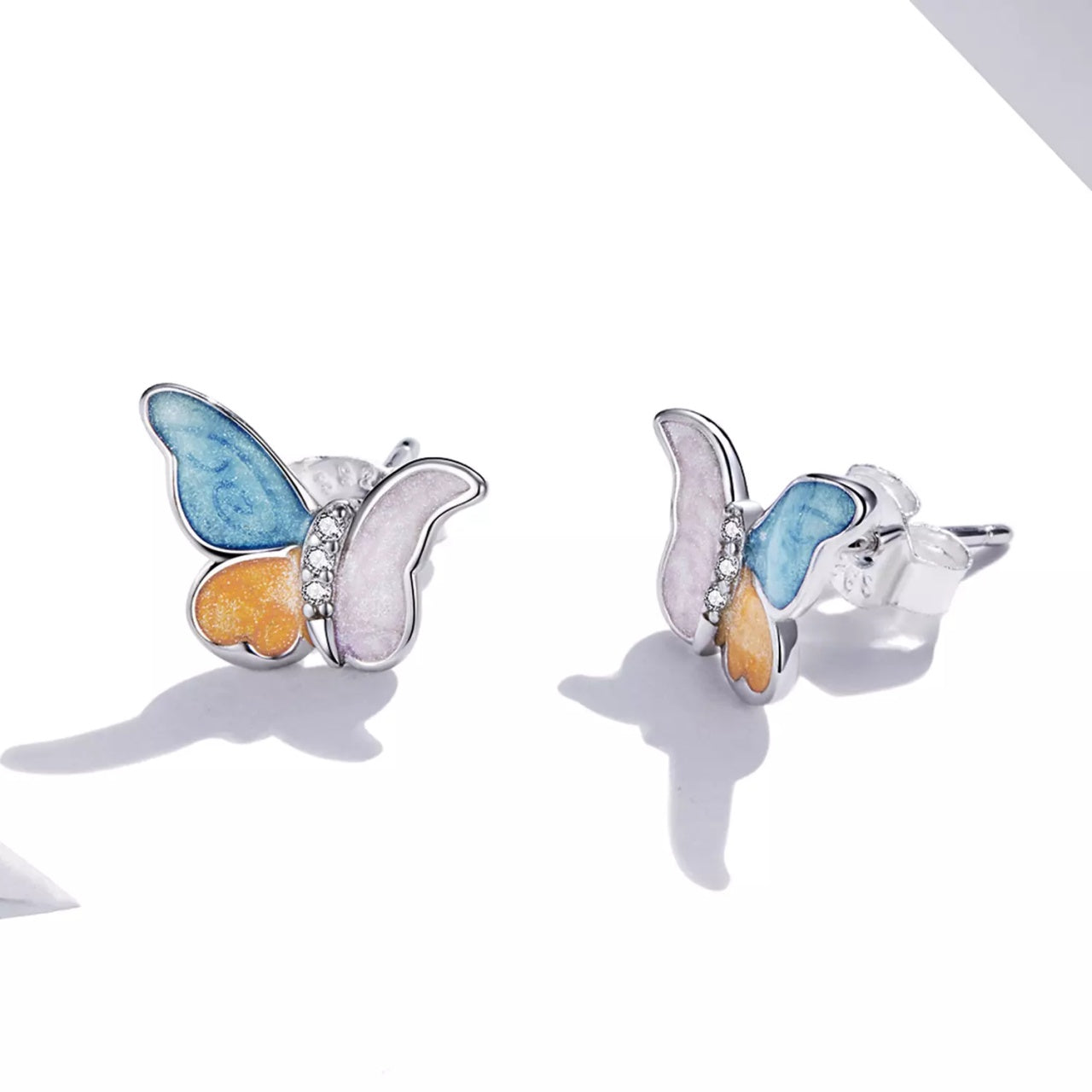 Cercei din argint Colorful Butterflies, Argint 925, Pentru Femei