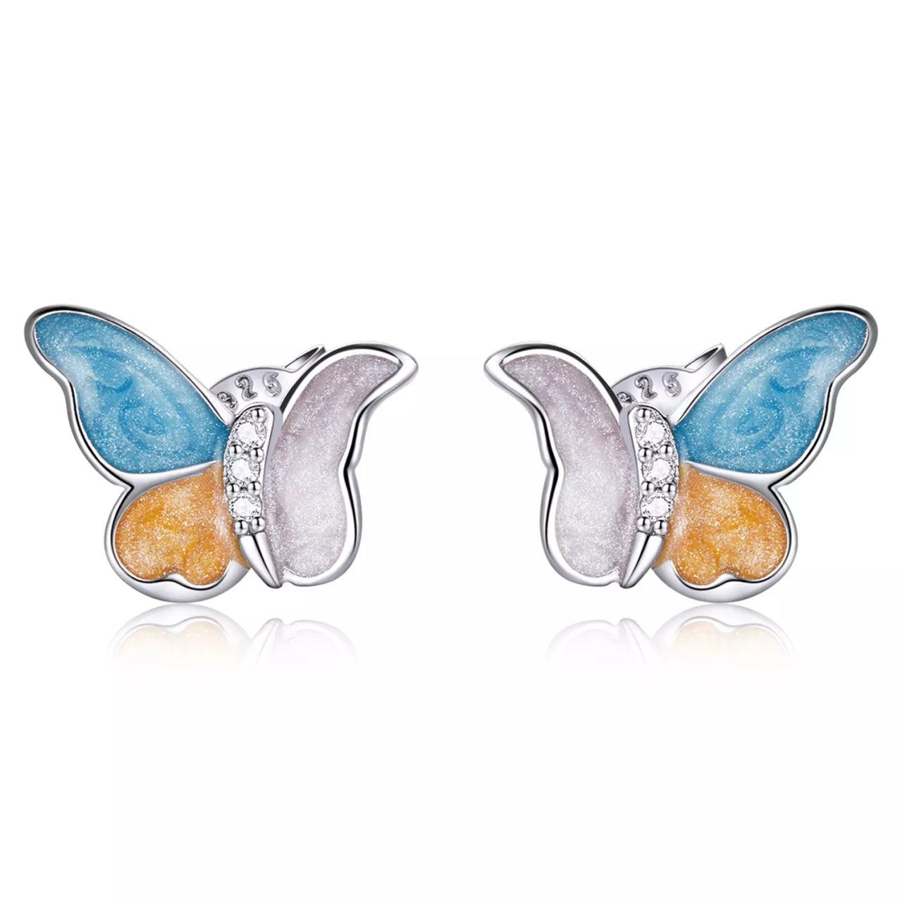 Cercei din argint Colorful Butterflies, Argint 925, Pentru Femei