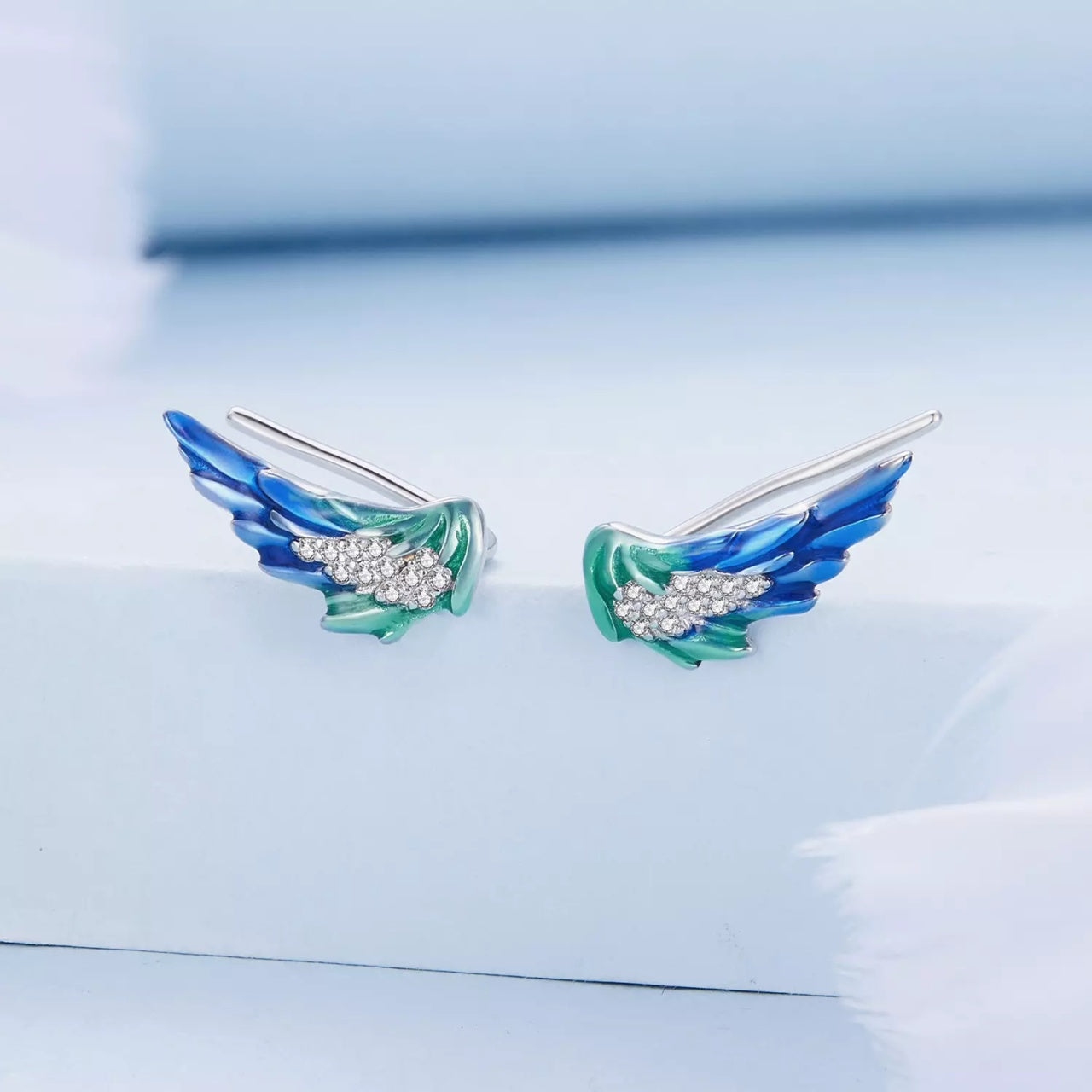 Cercei din argint Colorful Divine Wings, Argint 925, Pentru Femei