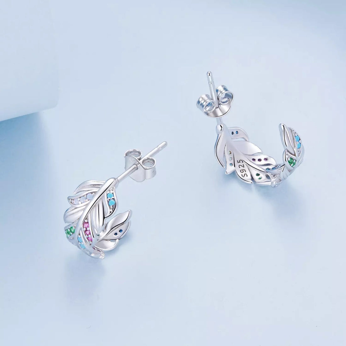 Cercei din argint Colorful Feather, Argint 925, Pentru Femei