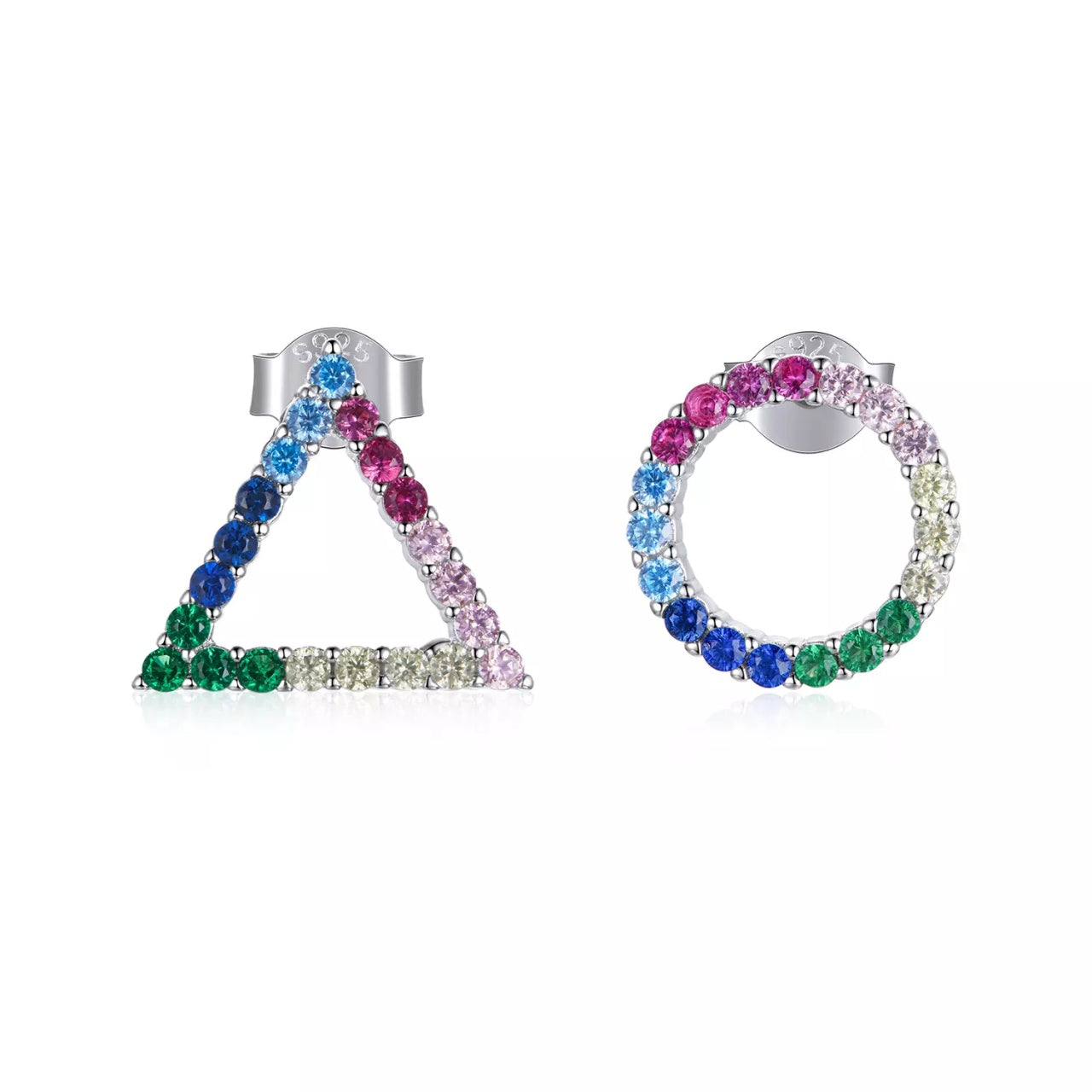 Cercei din argint Colorful Geometric Shapes, Argint 925, Pentru Femei