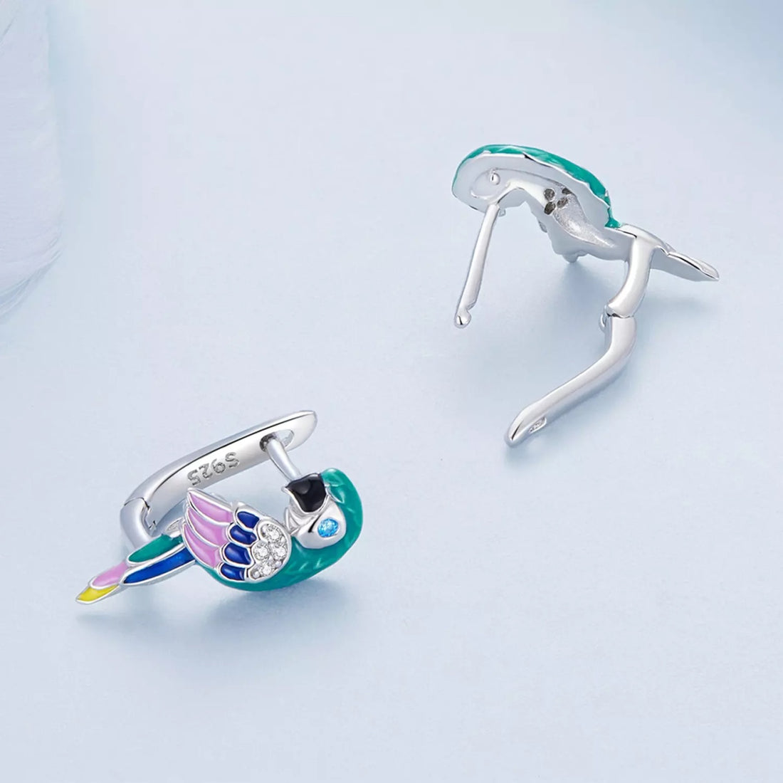 Cercei din argint Colorful Parrot, Argint 925, Pentru Femei