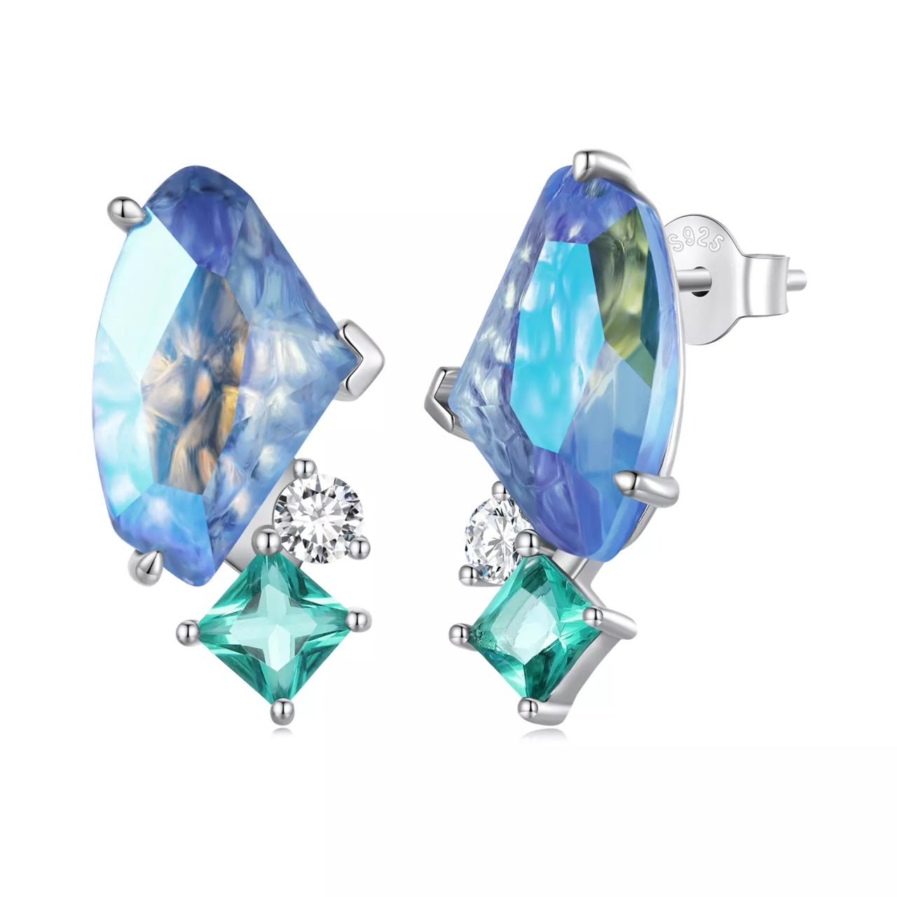 Cercei din argint Colorful Sea Gem, Argint 925, Pentru Femei