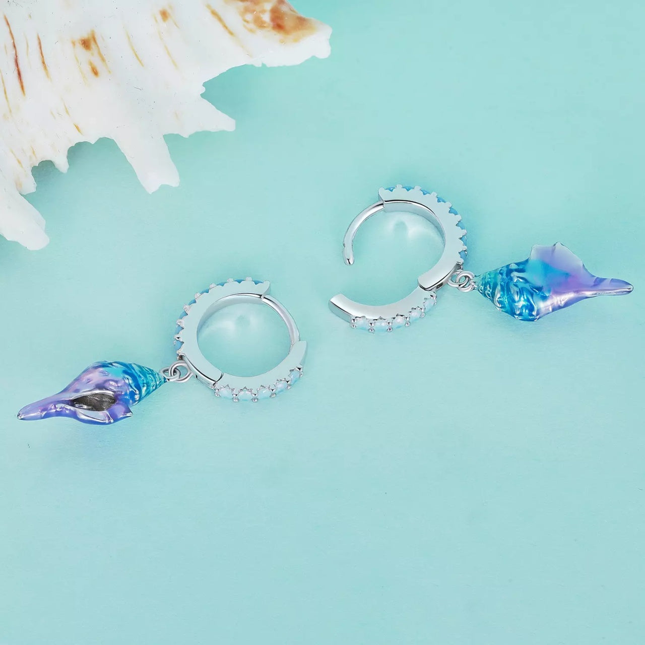 Cercei din argint Colorful Sea Snails, Argint 925, Pentru Femei