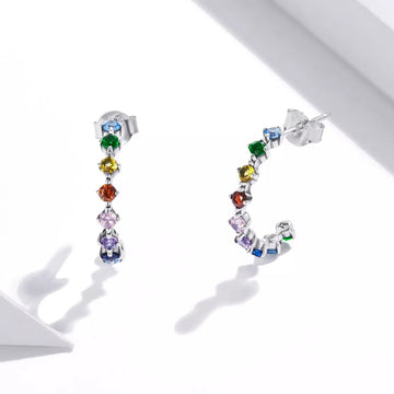 Cercei din argint Colorful Stones, Argint 925, Pentru Femei