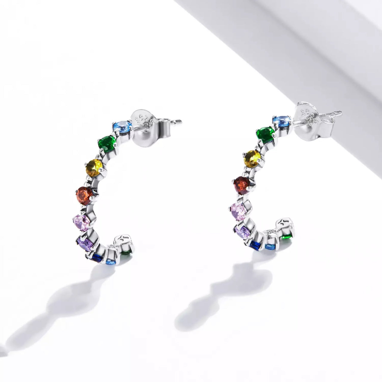 Cercei din argint Colorful Stones, Argint 925, Pentru Femei