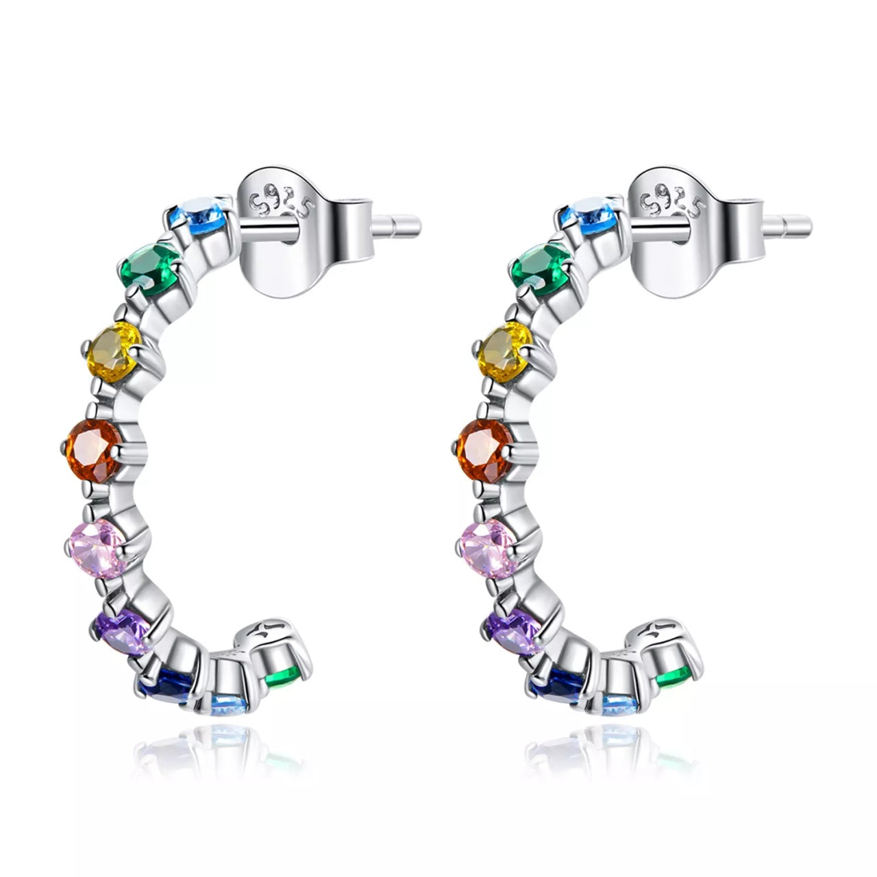 Cercei din argint Colorful Stones, Argint 925, Pentru Femei
