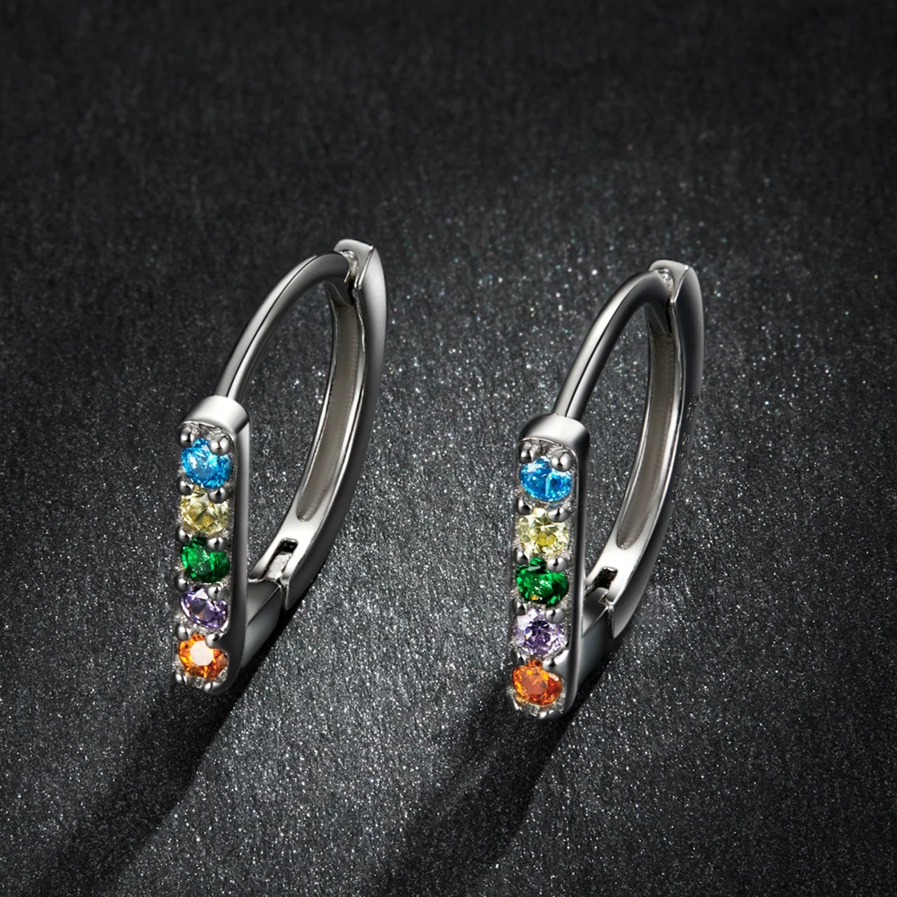 Cercei din argint Coloured Buckles, Argint 925, Pentru Femei