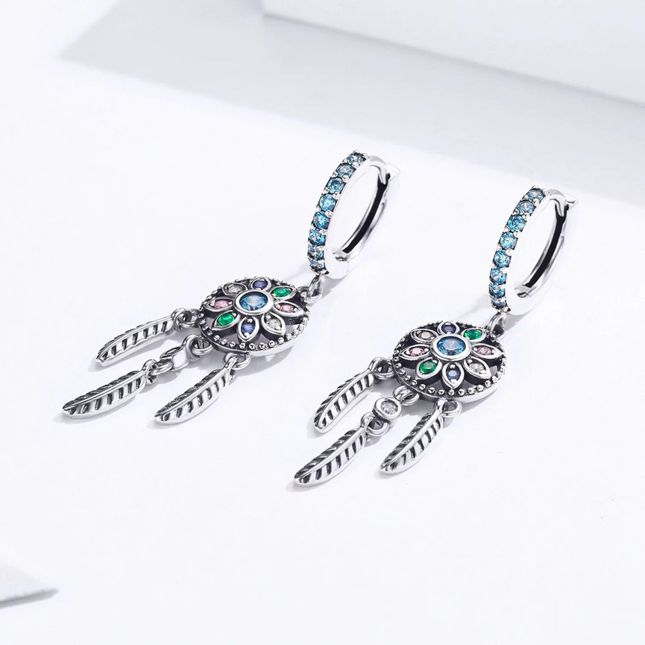 Cercei din argint Colourful Dream Catcher, Argint 925, Pentru Femei