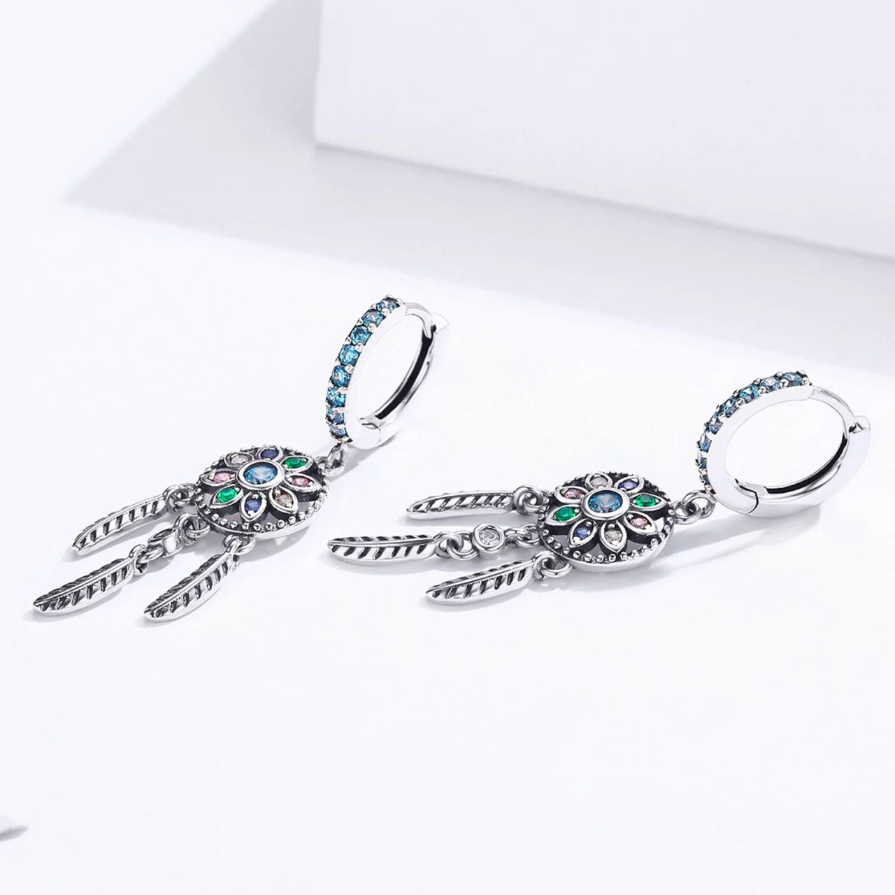 Cercei din argint Colourful Dream Catcher, Argint 925, Pentru Femei