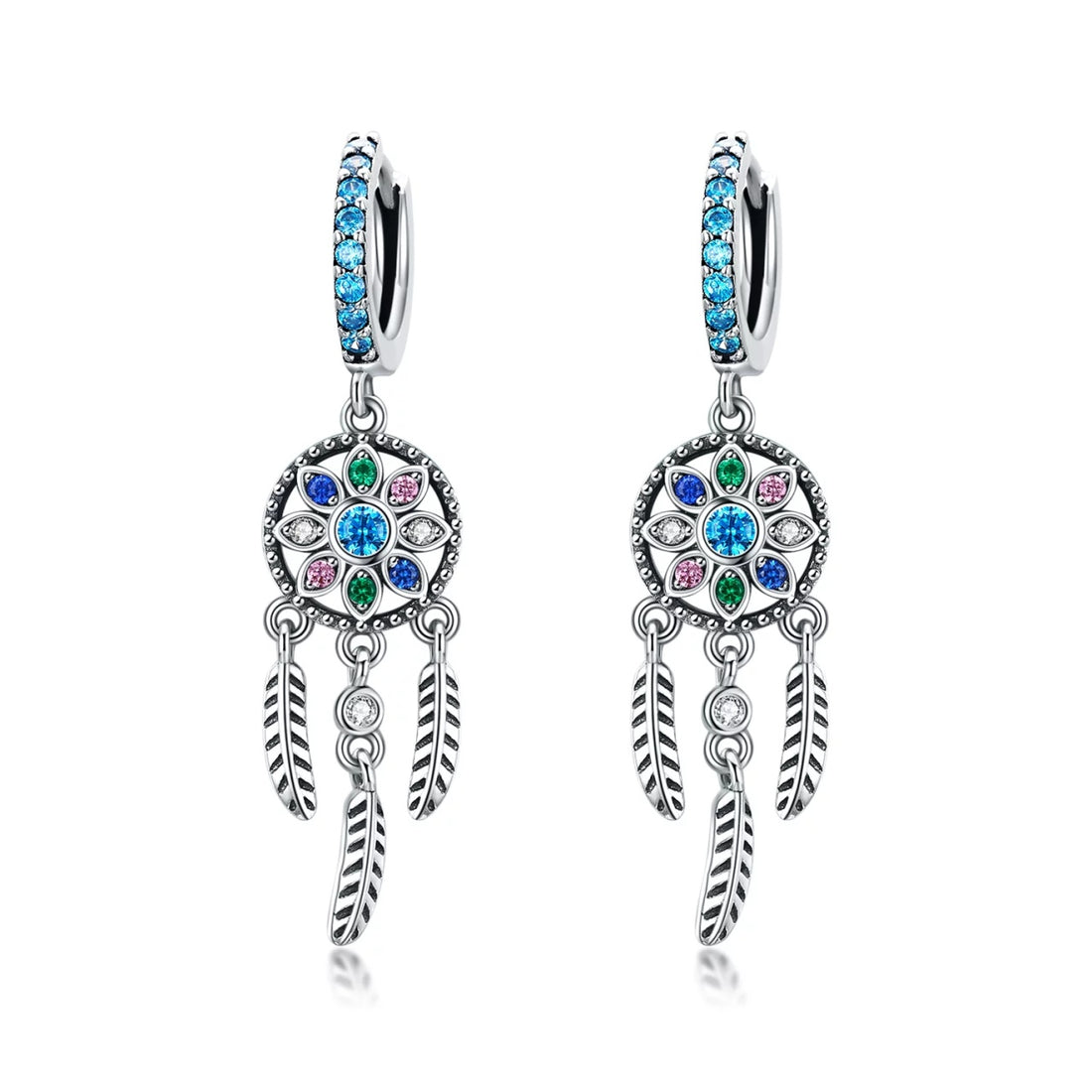 Cercei din argint Colourful Dream Catcher, Argint 925, Pentru Femei