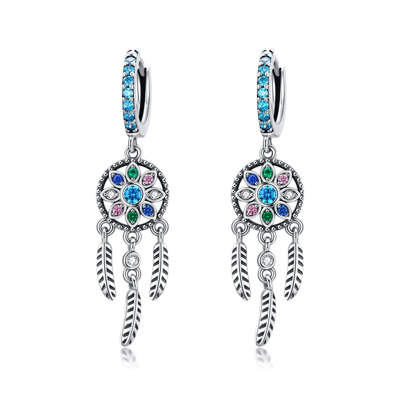 Cercei din argint Colourful Dream Catcher, Argint 925, Pentru Femei