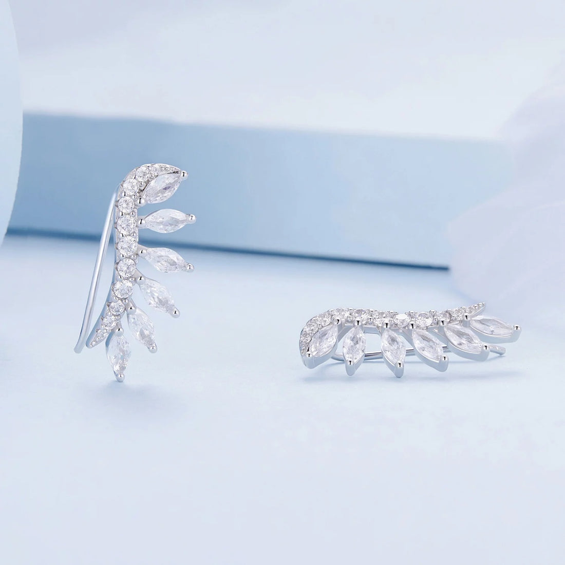 Cercei din argint Cristal Leafs, Argint 925, Pentru Femei