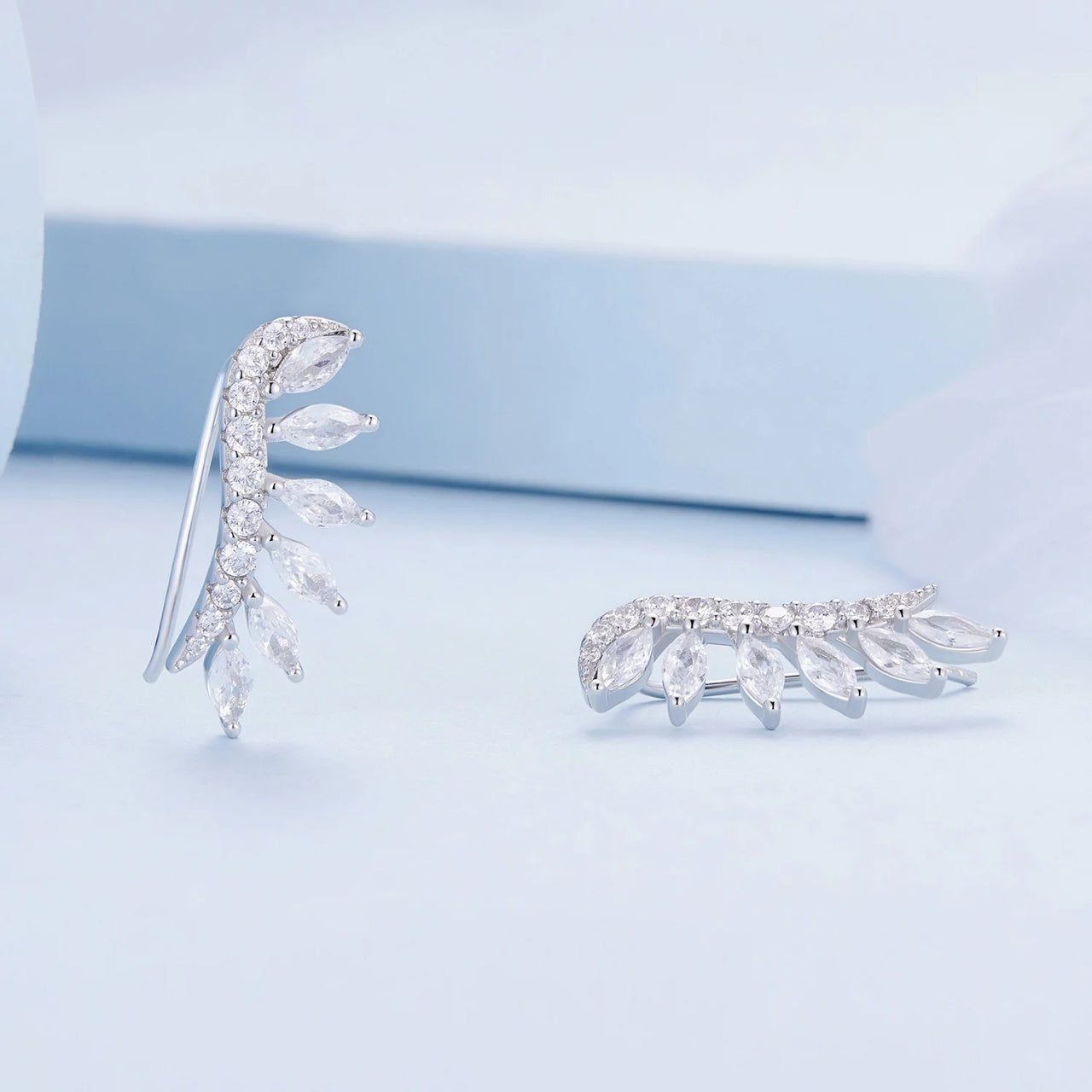 Cercei din argint Cristal Leafs, Argint 925, Pentru Femei