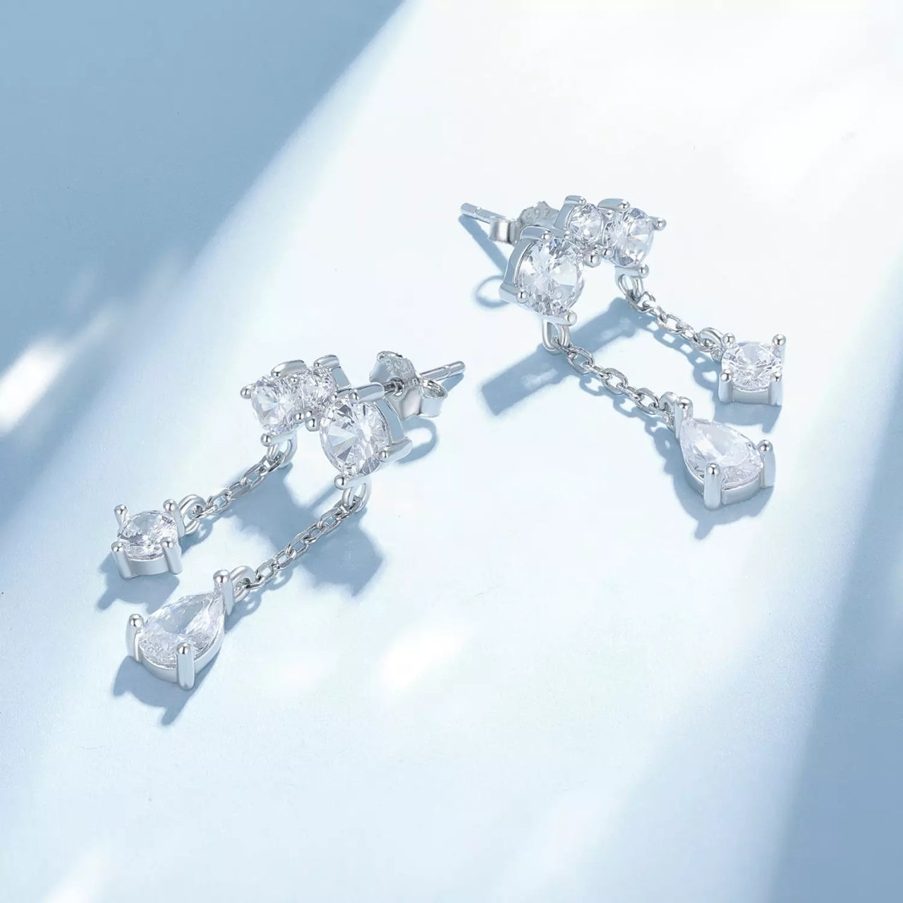 Cercei din argint Crystal Clear Glamour, Argint 925, Pentru Femei