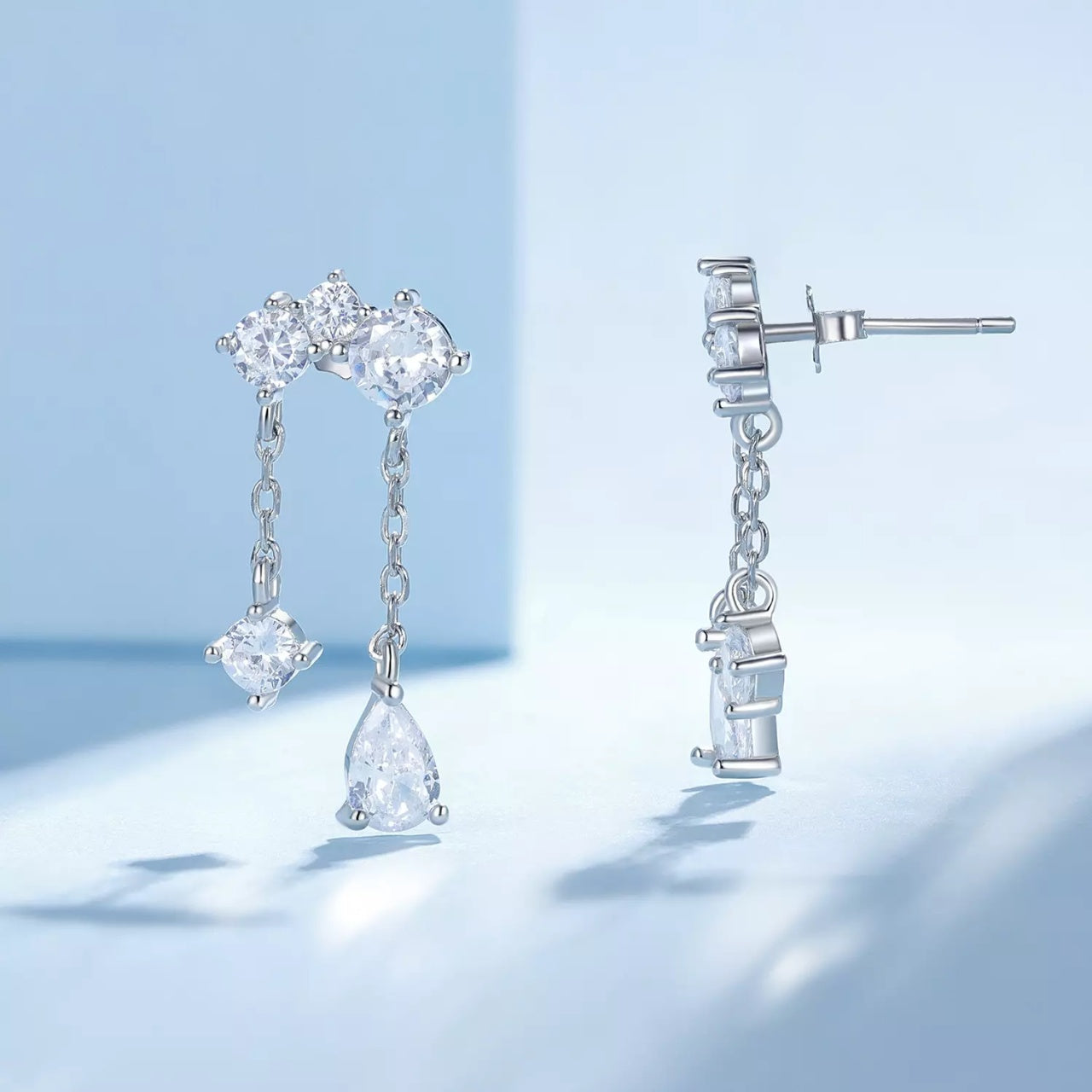 Cercei din argint Crystal Clear Glamour, Argint 925, Pentru Femei