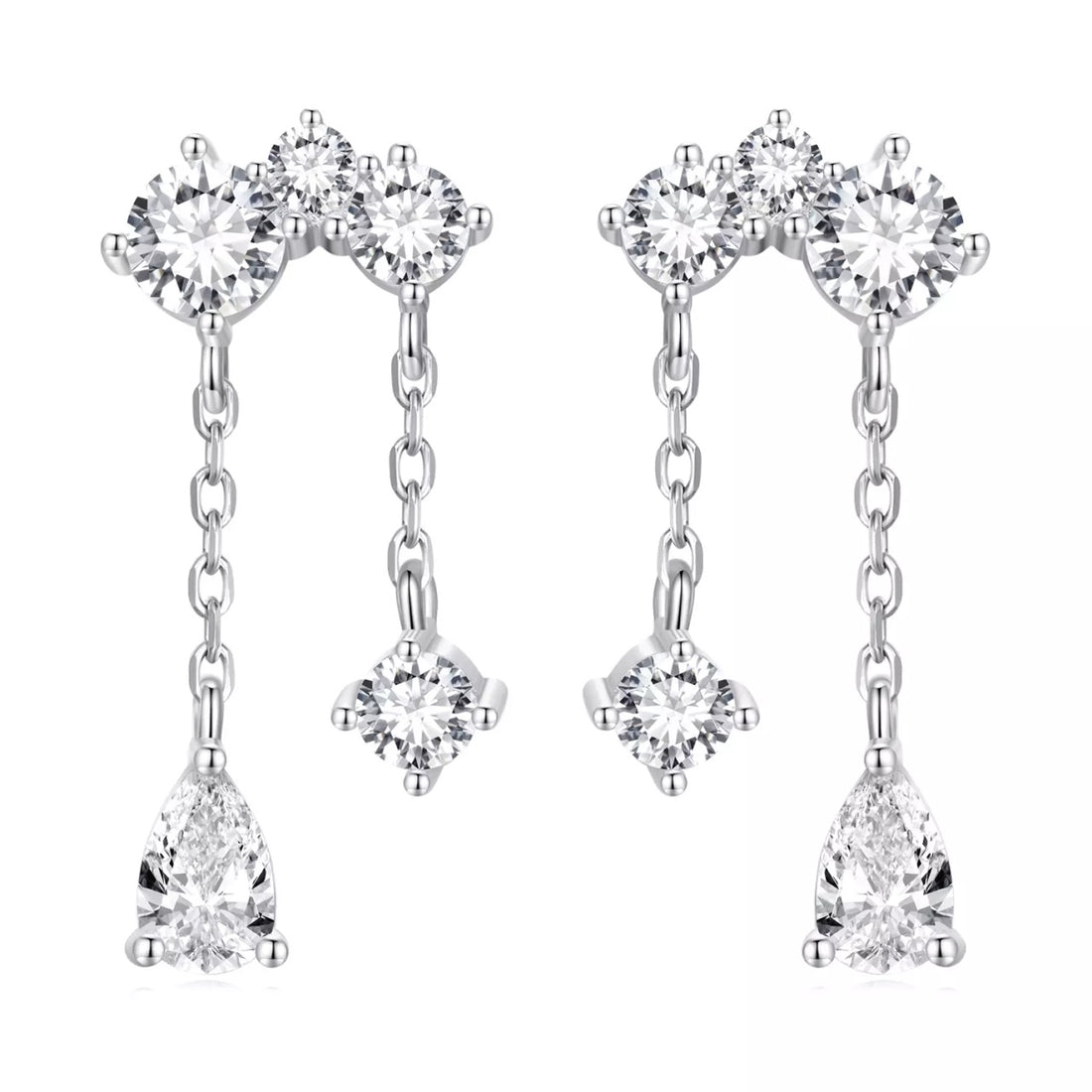 Cercei din argint Crystal Clear Glamour, Argint 925, Pentru Femei