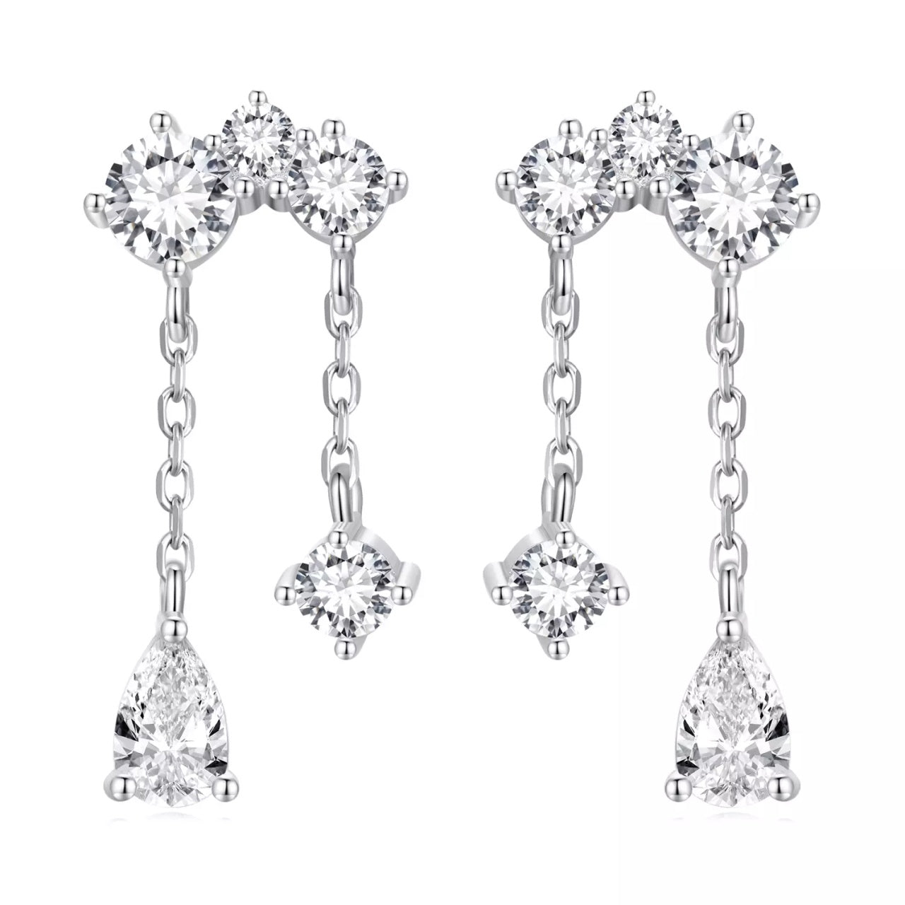 Cercei din argint Crystal Clear Glamour, Argint 925, Pentru Femei