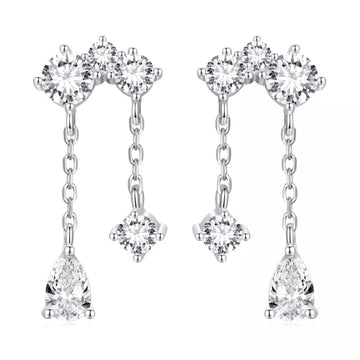 Cercei din argint Crystal Clear Glamour, Argint 925, Pentru Femei
