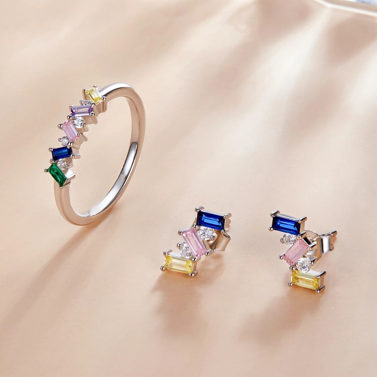 Cercei din argint Crystal Colors, Argint 925, Pentru Femei