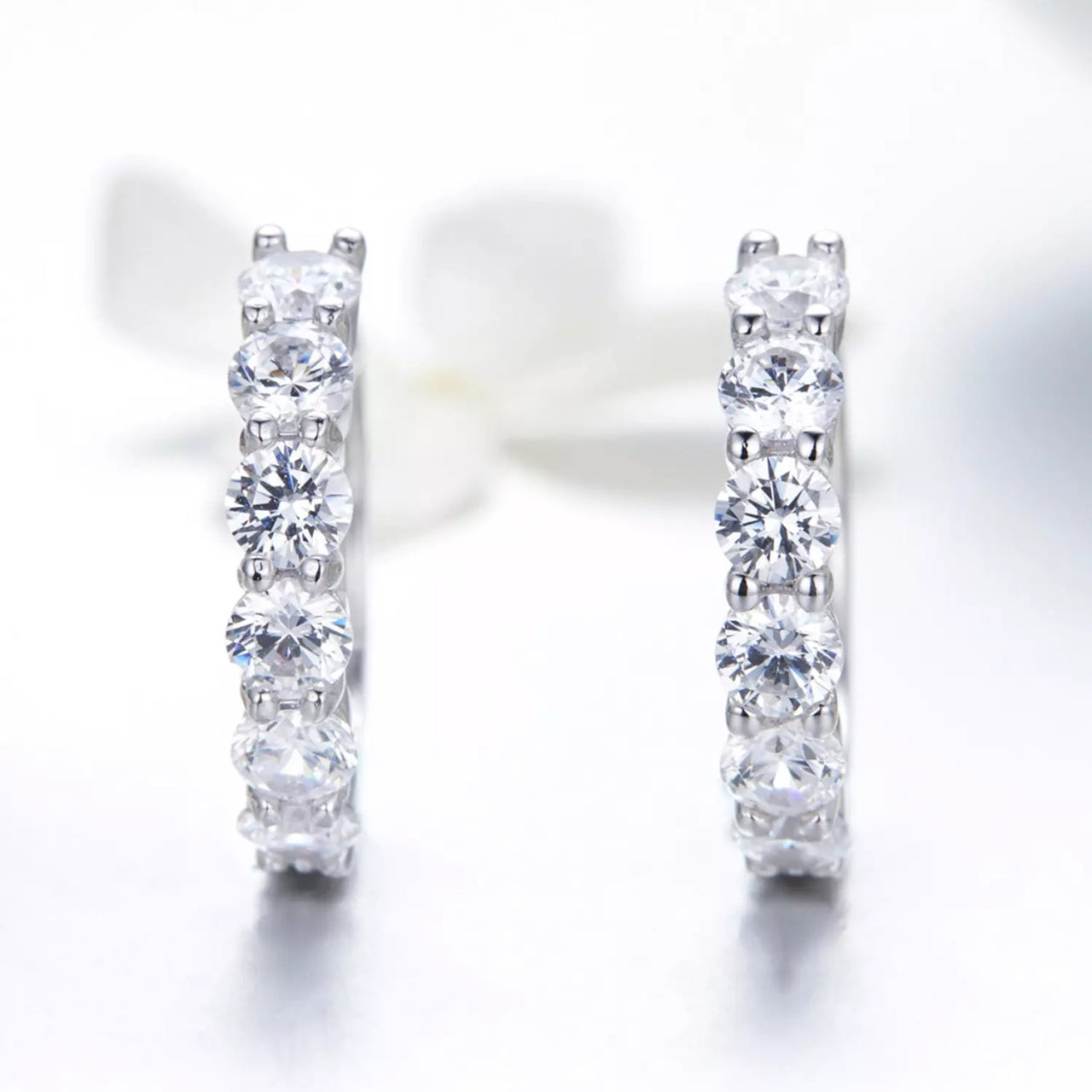Cercei din argint Crystal Hoops, Argint 925, Pentru Femei