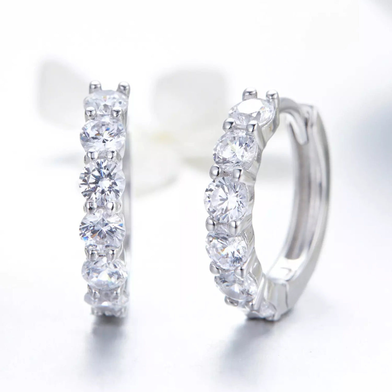 Cercei din argint Crystal Hoops, Argint 925, Pentru Femei