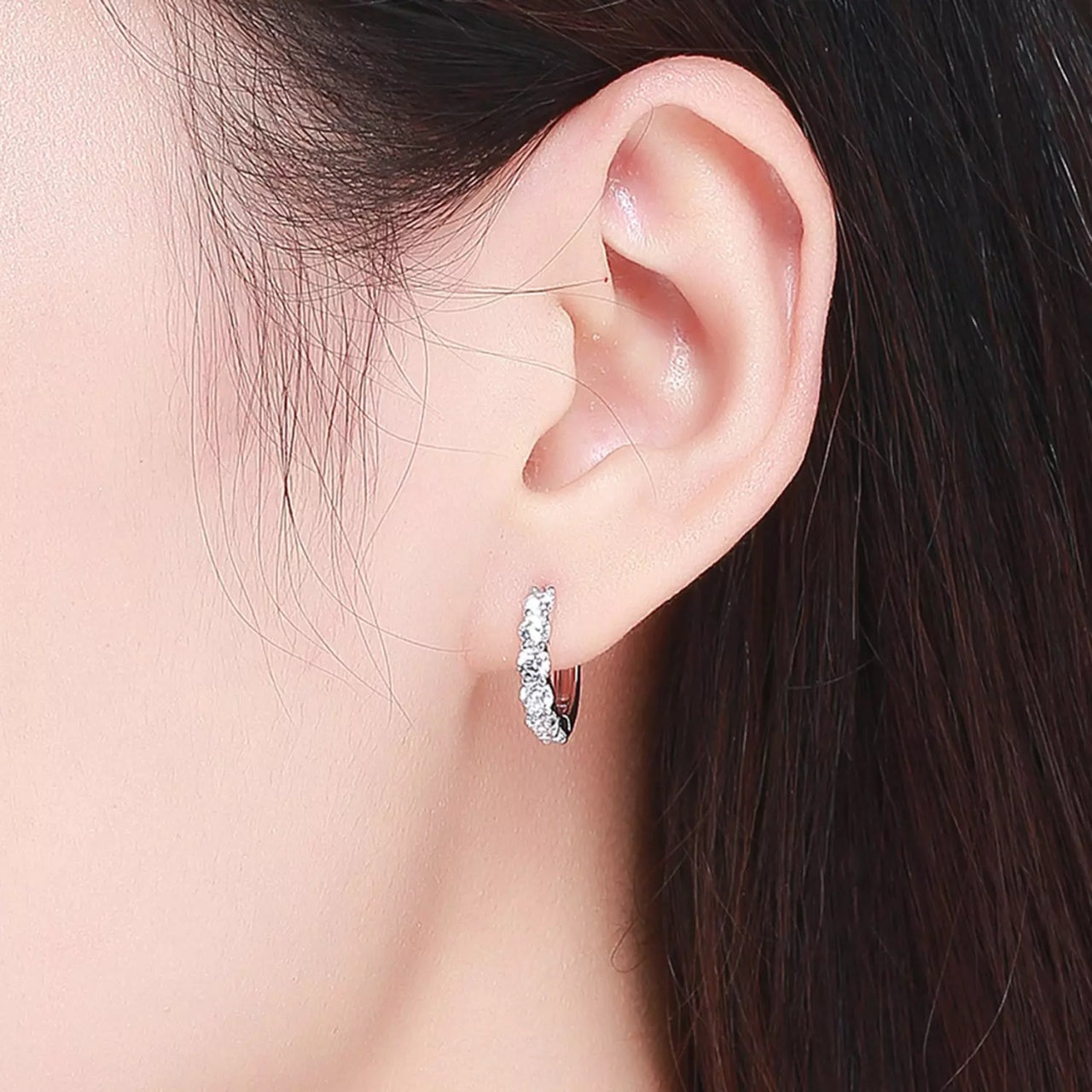 Cercei din argint Crystal Hoops, Argint 925, Pentru Femei