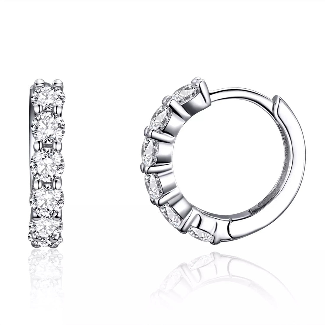 Cercei din argint Crystal Hoops, Argint 925, Pentru Femei
