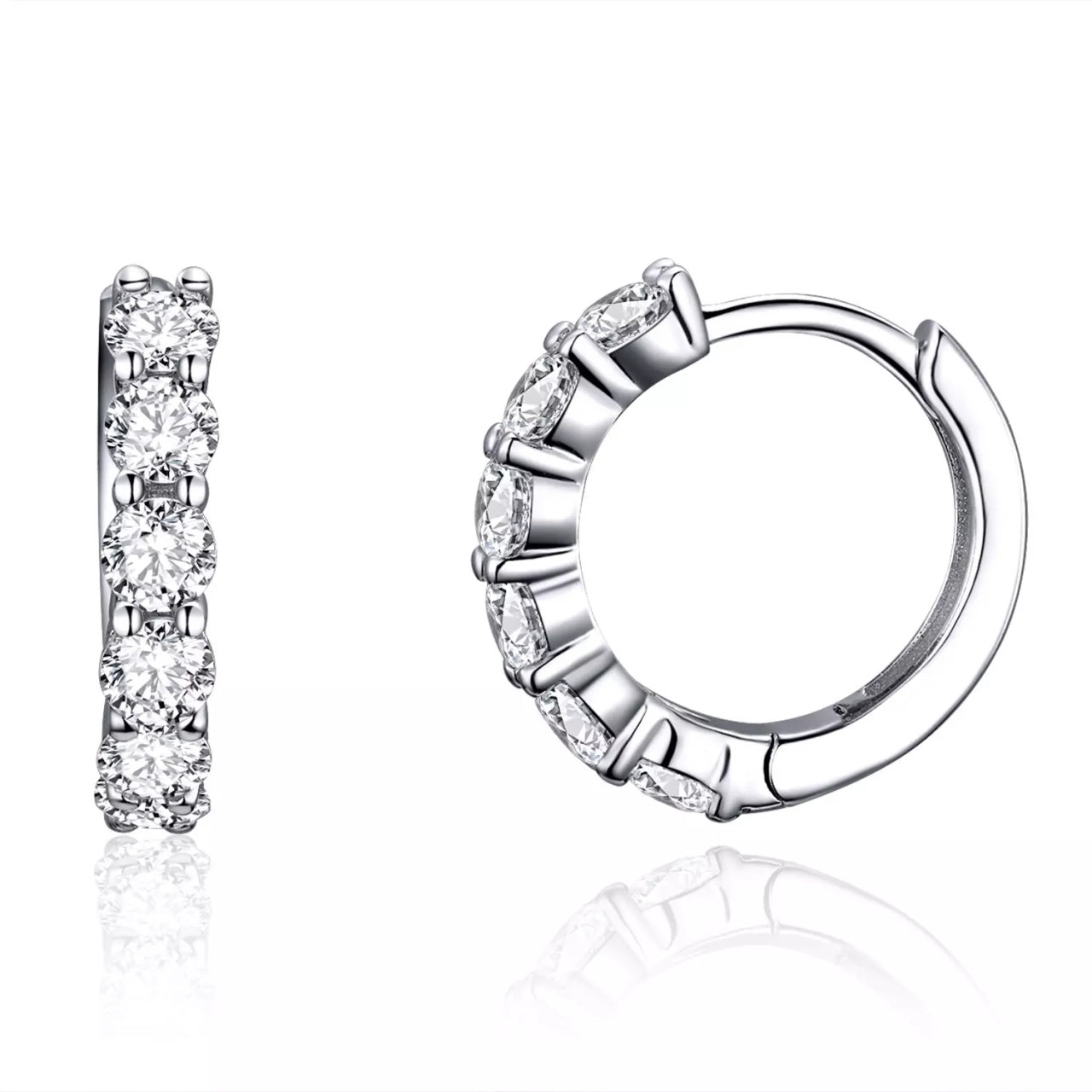 Cercei din argint Crystal Hoops, Argint 925, Pentru Femei