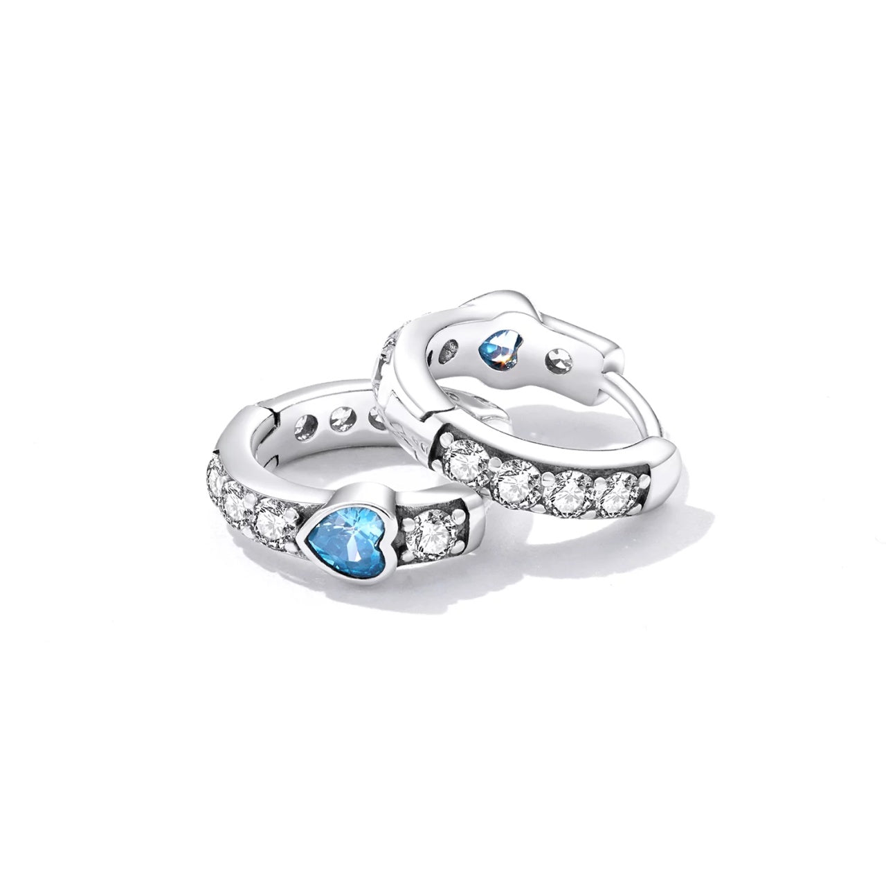Cercei din argint Crystal Little Blue Heart, Argint 925, Pentru Femei