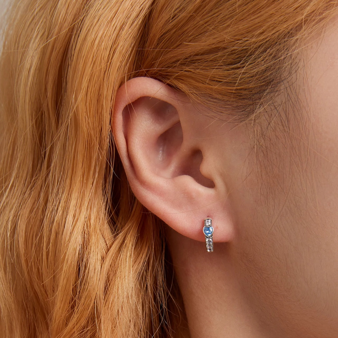 Cercei din argint Crystal Little Blue Heart, Argint 925, Pentru Femei