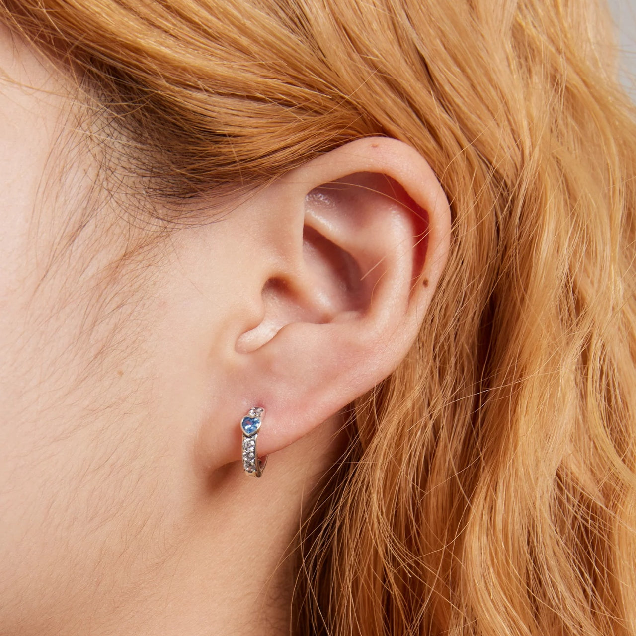 Cercei din argint Crystal Little Blue Heart, Argint 925, Pentru Femei