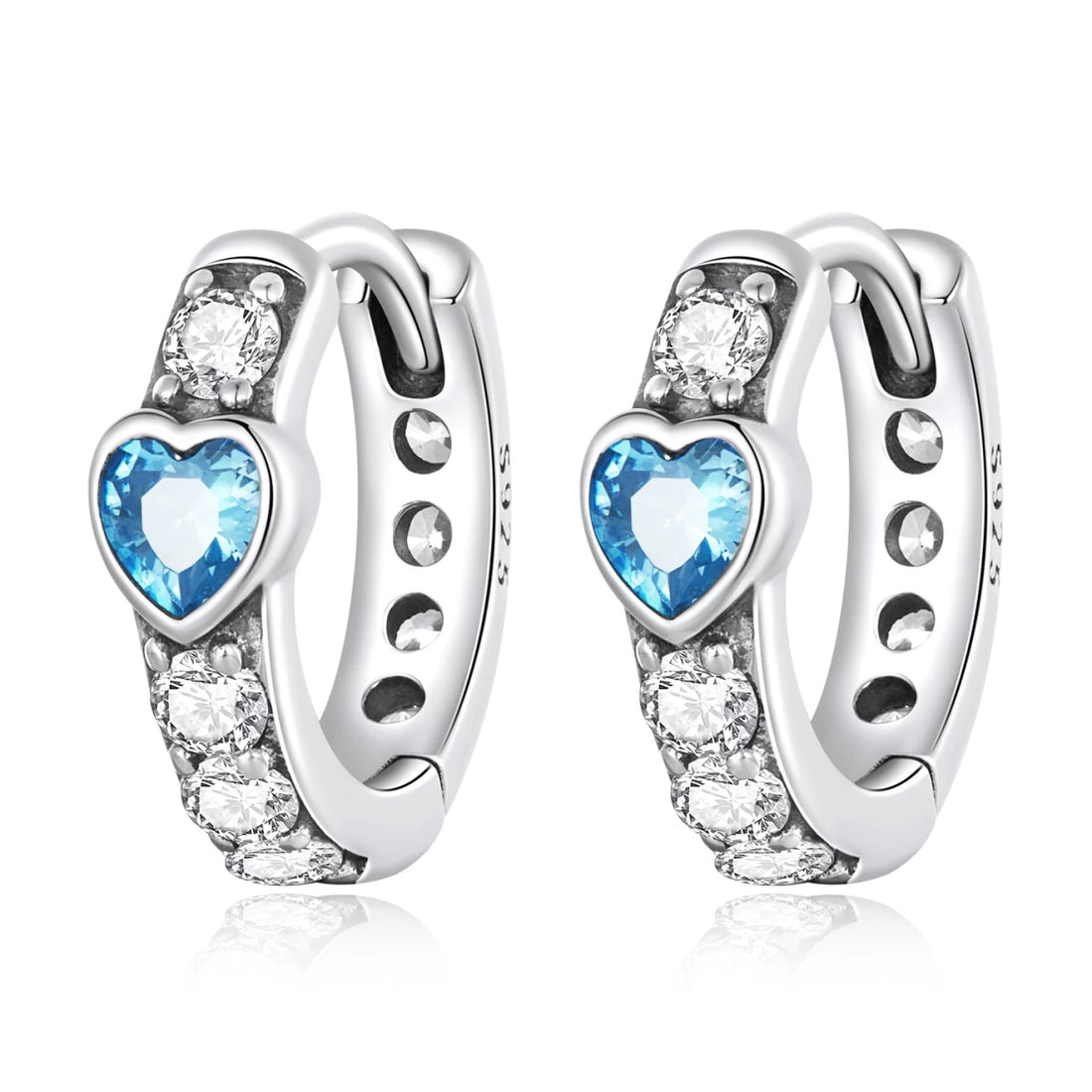 Cercei din argint Crystal Little Blue Heart, Argint 925, Pentru Femei