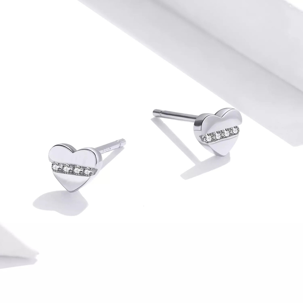 Cercei din argint Crystal Little Hearts, Argint 925, Pentru Femei