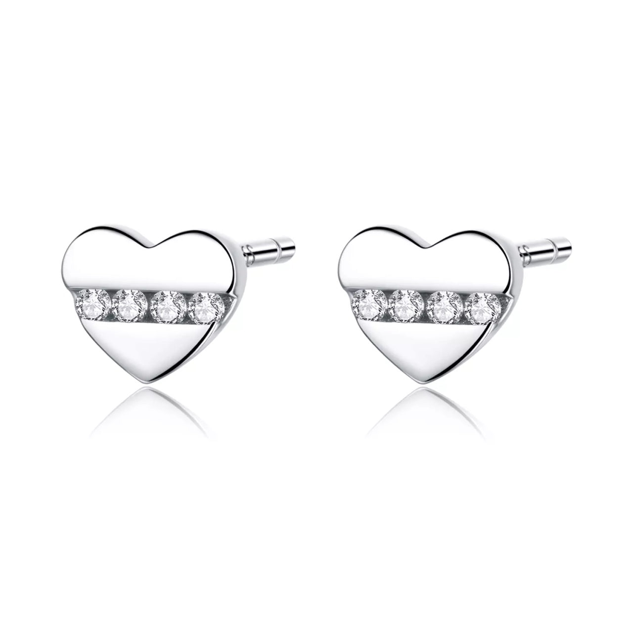 Cercei din argint Crystal Little Hearts, Argint 925, Pentru Femei