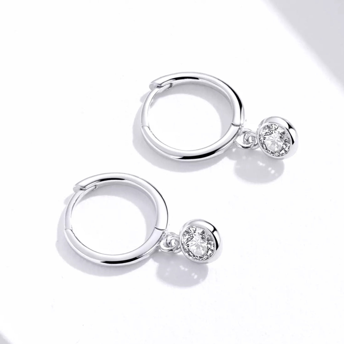 Cercei din argint Crystal Pendant Hoops, Argint 925, Pentru Femei