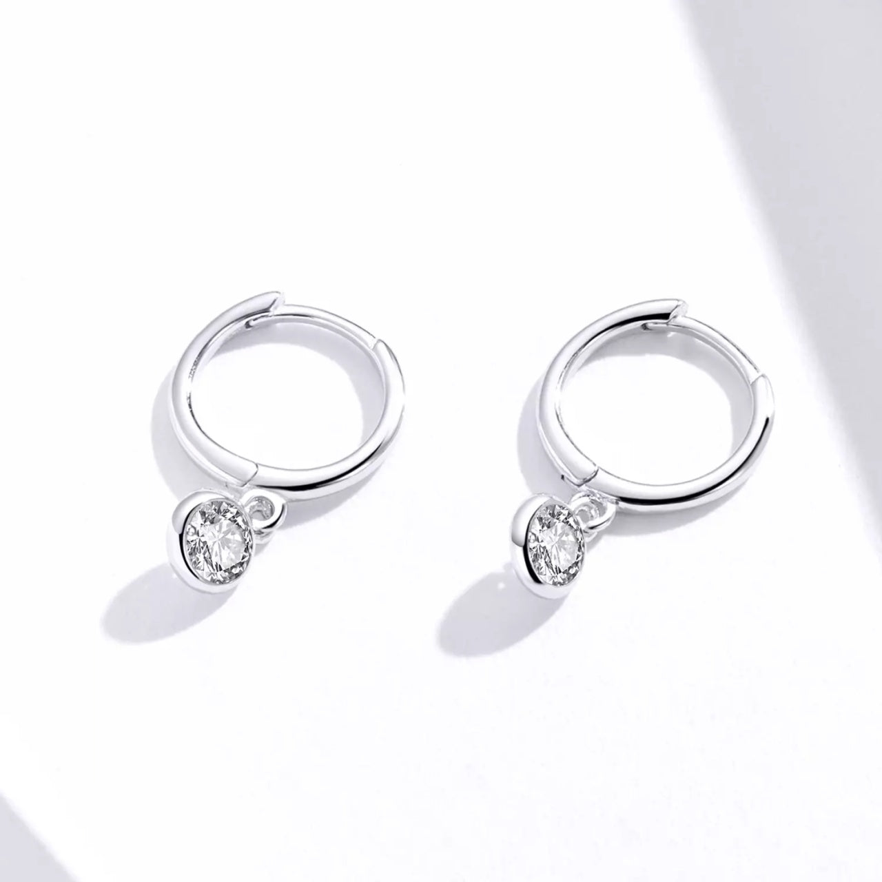 Cercei din argint Crystal Pendant Hoops, Argint 925, Pentru Femei