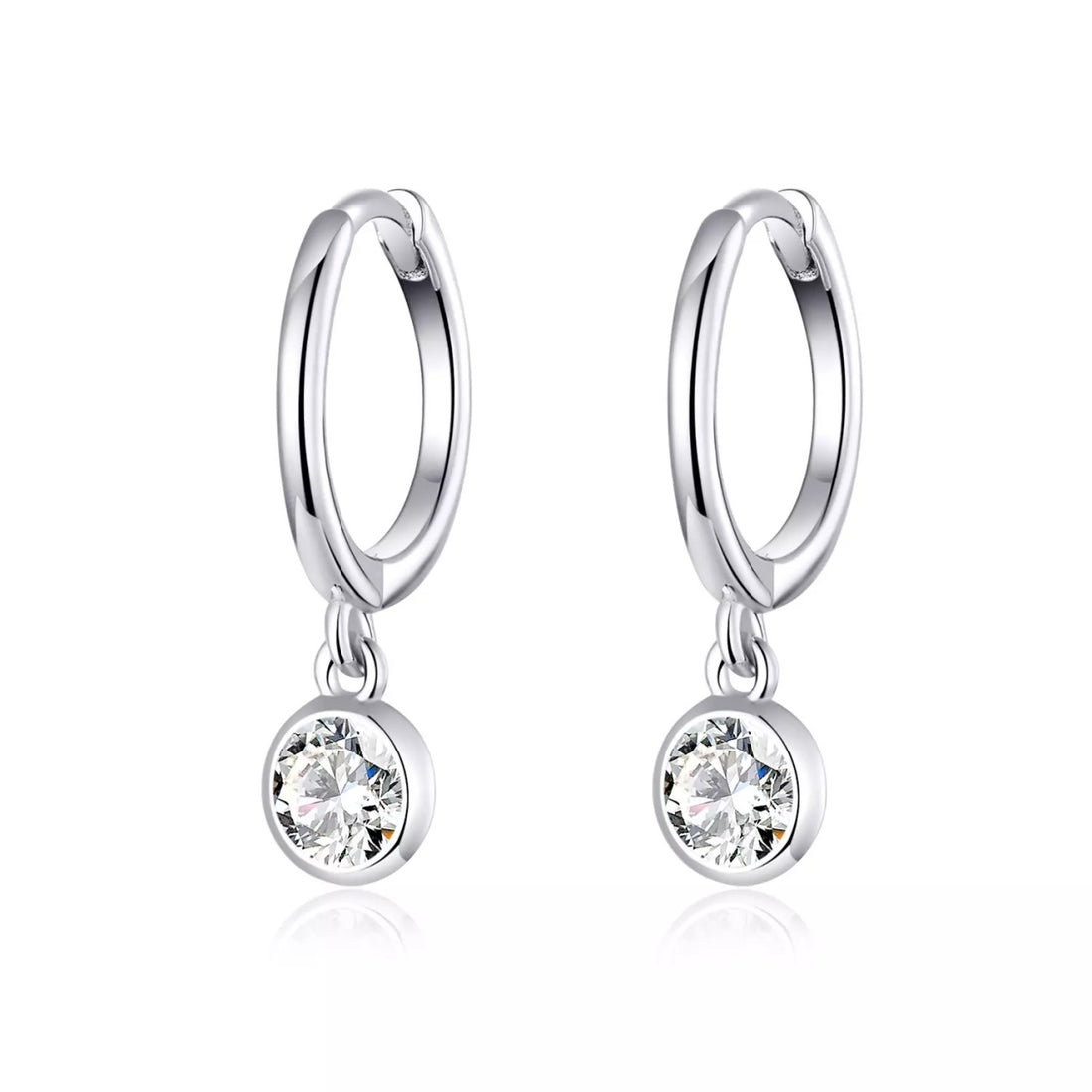 Cercei din argint Crystal Pendant Hoops, Argint 925, Pentru Femei