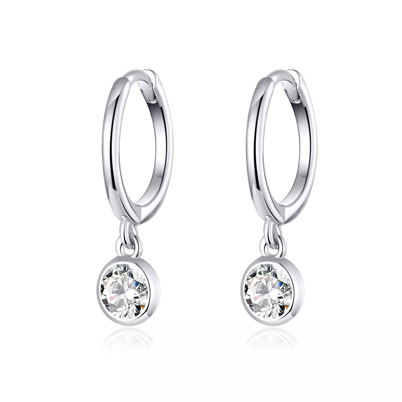 Cercei din argint Crystal Pendant Hoops, Argint 925, Pentru Femei