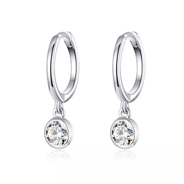 Cercei din argint Crystal Pendant Hoops, Argint 925, Pentru Femei
