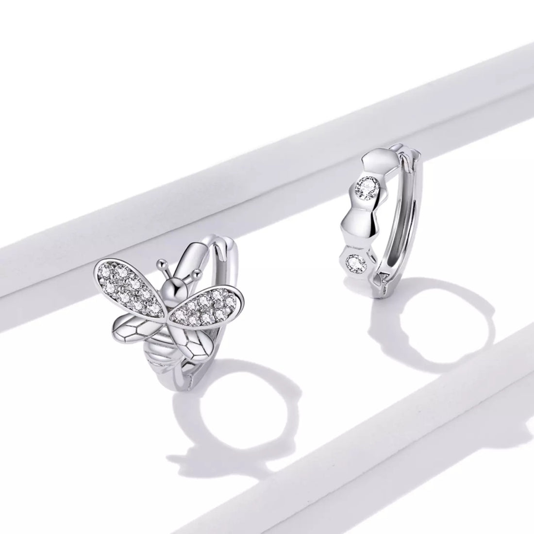 Cercei din argint Crystals Honeycomb Hoops, Argint 925, Pentru Femei