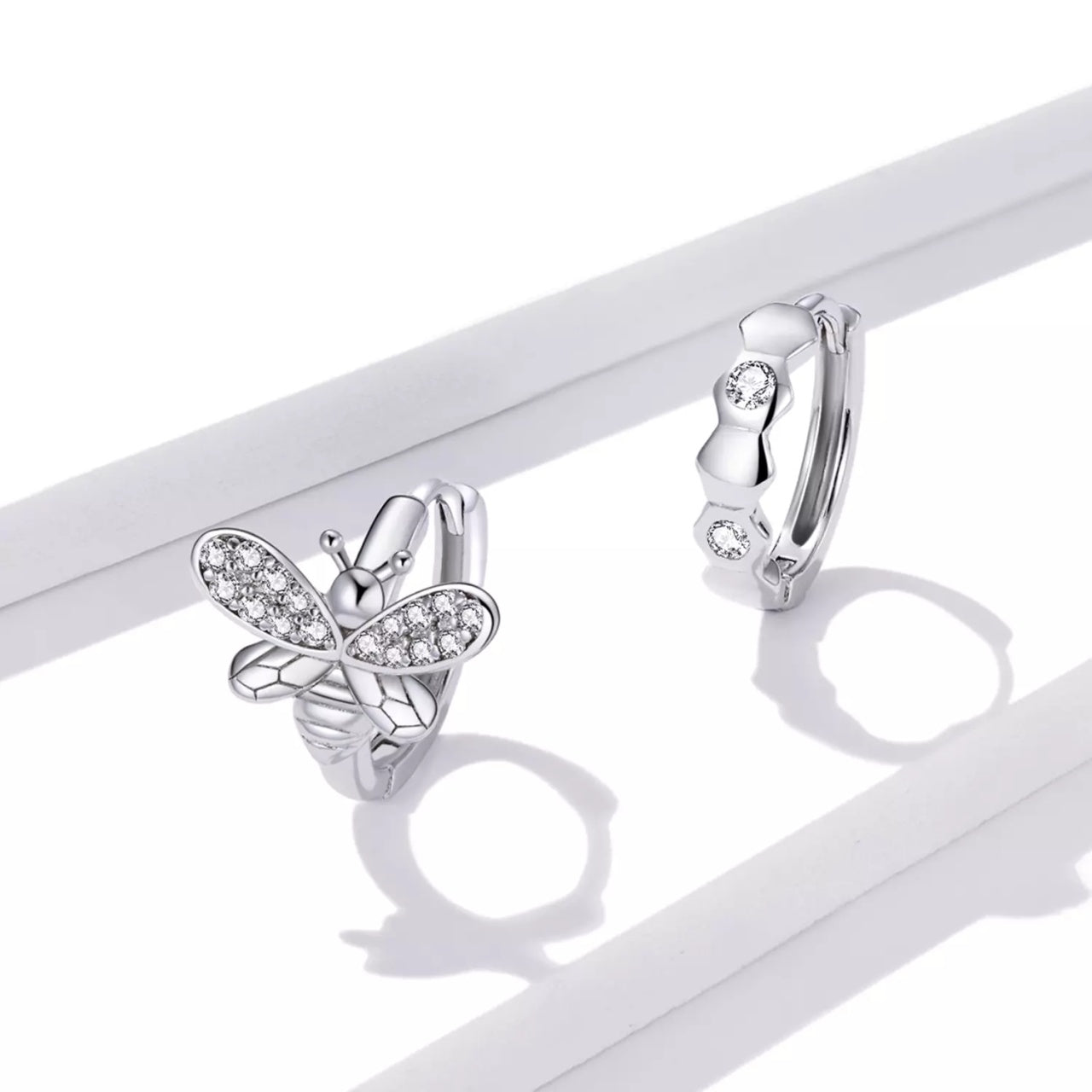 Cercei din argint Crystals Honeycomb Hoops, Argint 925, Pentru Femei