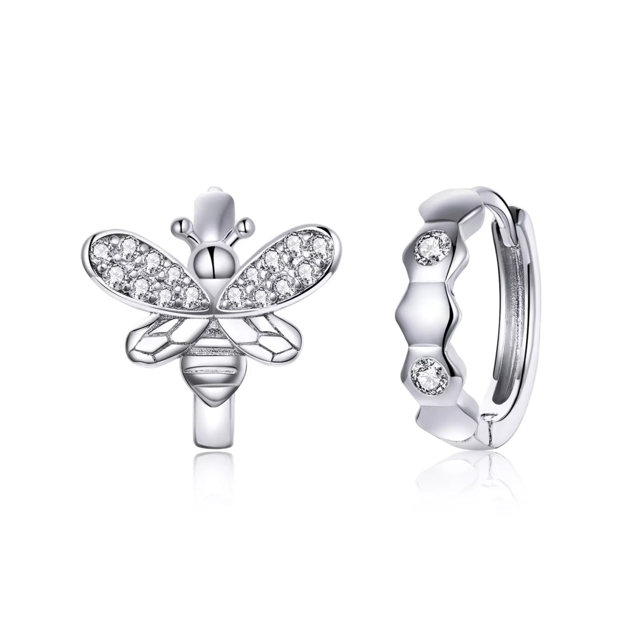 Cercei din argint Crystals Honeycomb Hoops, Argint 925, Pentru Femei