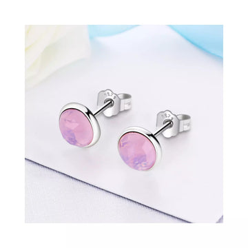 Cercei din argint cu Cristale Roz Opalescent, Argint 925, Pentru Femei