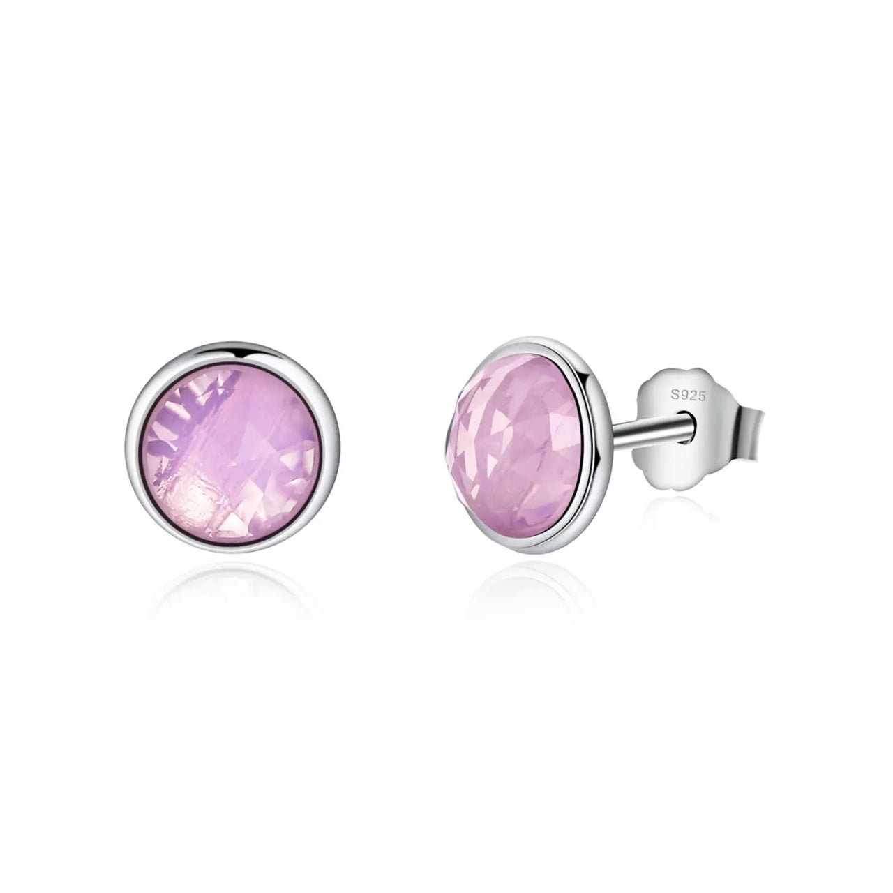 Cercei din argint cu Cristale Roz Opalescent, Argint 925, Pentru Femei